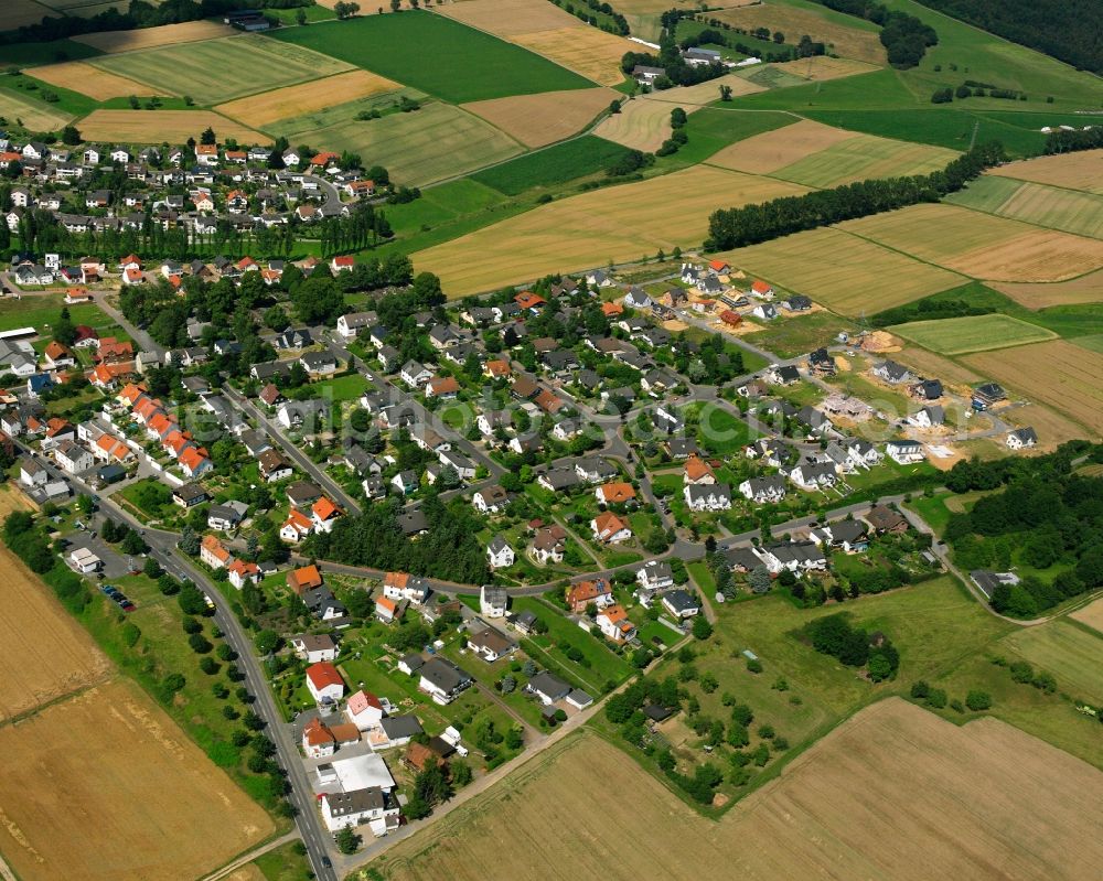 Aerial image Würges - Residential area of a multi-family house settlement in Würges in the state Hesse, Germany