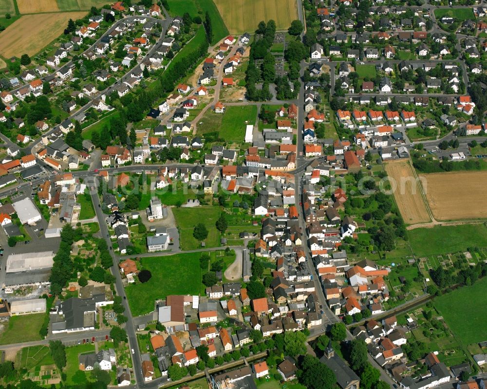 Aerial image Würges - Residential area of a multi-family house settlement in Würges in the state Hesse, Germany