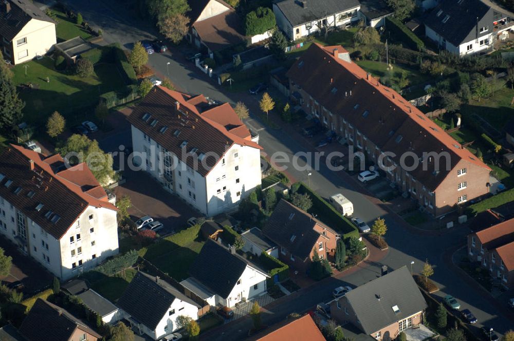 Bönen from the bird's eye view: Mehrfamilienhäuser im Wohngebiet Im Hasenwinkel 9 in 59199 Bönen - ein Projekt der Unternehmensgruppe Markus Gerold