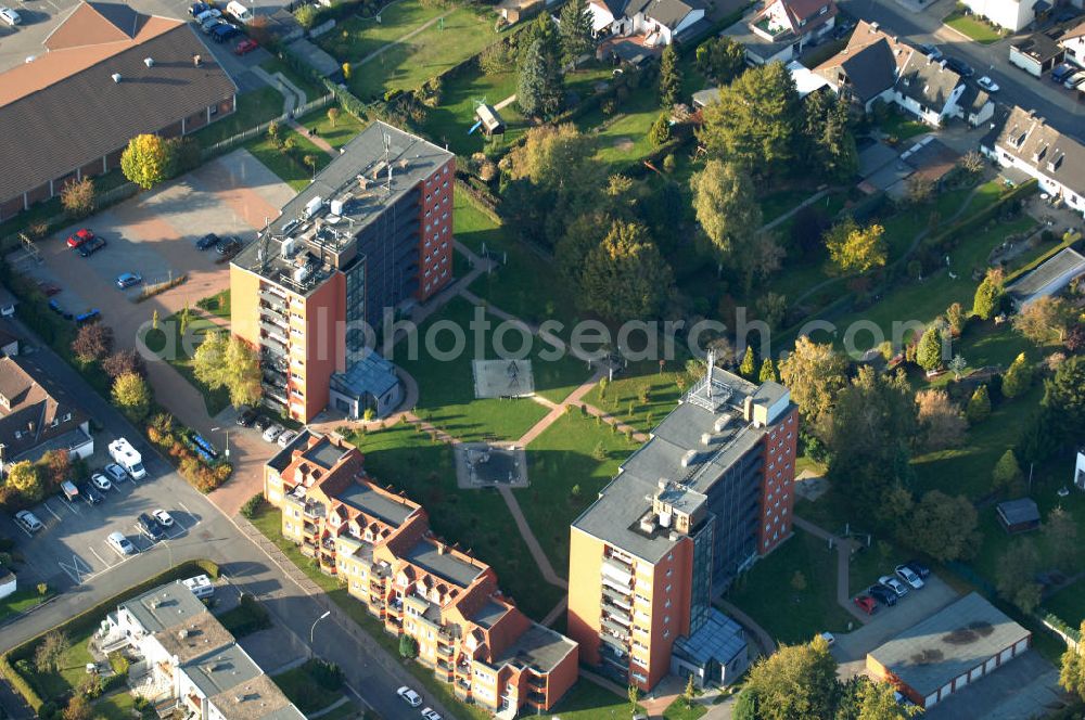 Aerial photograph Bergkamen - Mehrfamilienhäuser im Wohnneubaugebiet der Unternehmensgruppe Markus Gerold an der Celler Straße 32-34 in 59192 Bergkamen.