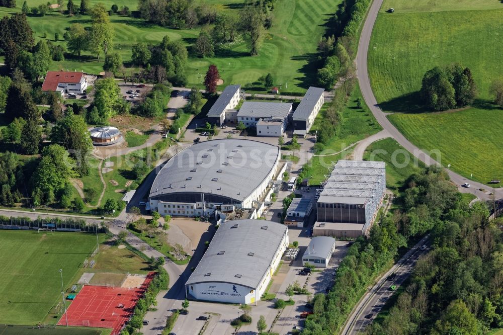 Bad Tölz from above - Sports hall weeArena in Bad Toelz in the state Bavaria, Germany