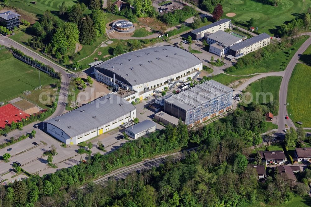 Bad Tölz from the bird's eye view: Sports hall weeArena in Bad Toelz in the state Bavaria, Germany