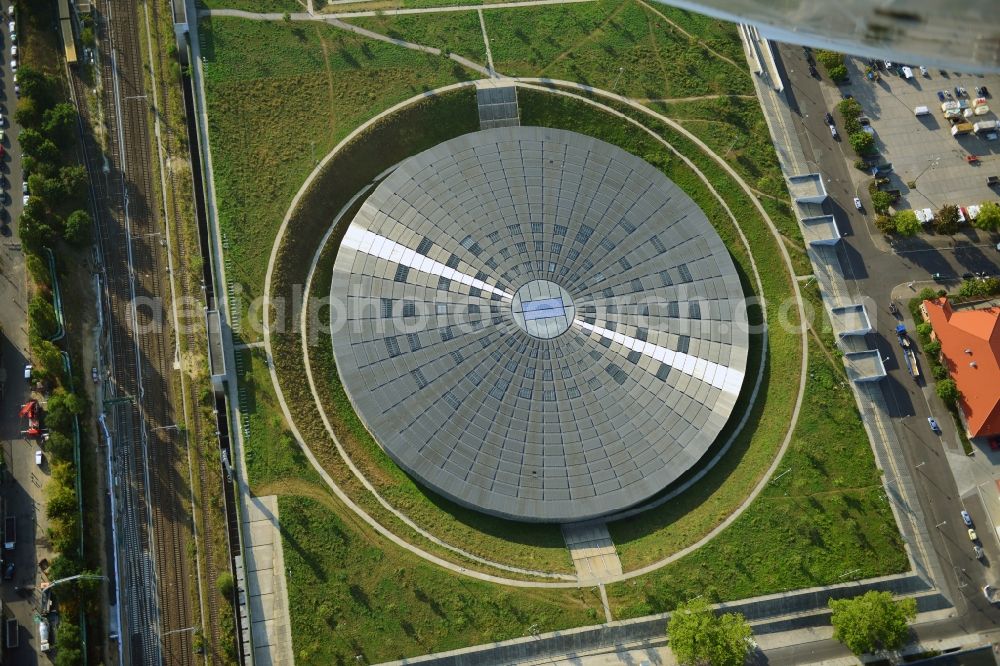 Aerial photograph Berlin - View to the Velodrome at the Landsberger Allee in the Berlin district Prenzlauer Berg. The Velodrome is one of the largest event halls of Berlin and is used for sport events, concerts and other events