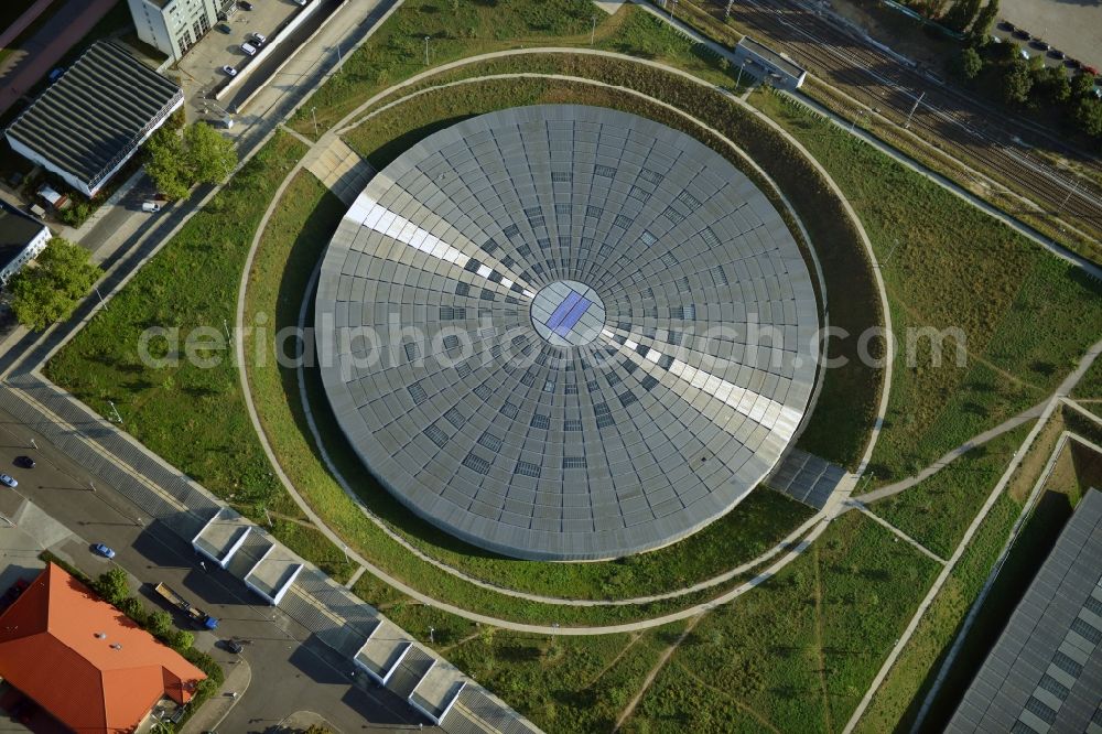 Aerial photograph Berlin - View to the Velodrome at the Landsberger Allee in the Berlin district Prenzlauer Berg. The Velodrome is one of the largest event halls of Berlin and is used for sport events, concerts and other events