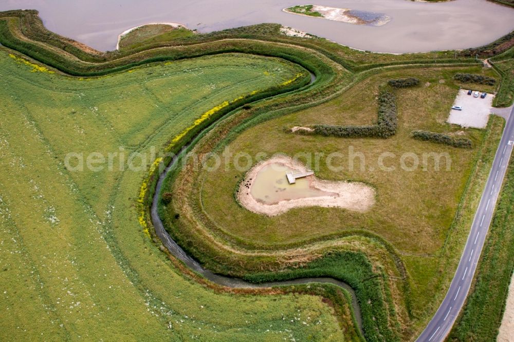 Kilnsea from the bird's eye view: Irrigation and Melioration- channels on agricultural fields in Kilnsea in England, United Kingdom