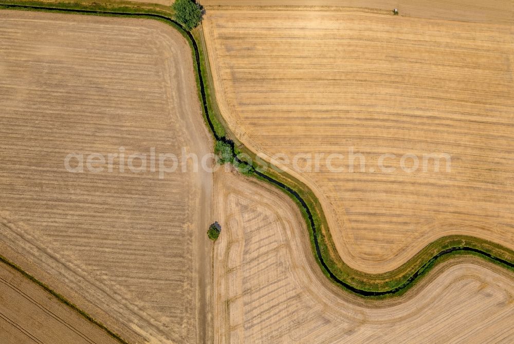 Aerial image Sendenhorst - Irrigation and Melioration- channels on agricultural fields in Sendenhorst in the state North Rhine-Westphalia, Germany