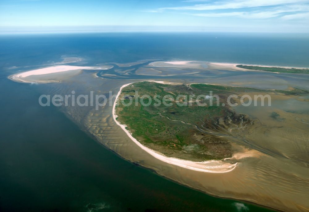 Aerial photograph Memmert - Memmert is an uninhabited East Frisian island of Juist southwest and east of Borkum in the Osterems in East Friesland. Since 1986, Memmert is part of the protection zone I in the National Park Wadden Sea. The island is now home to protected species