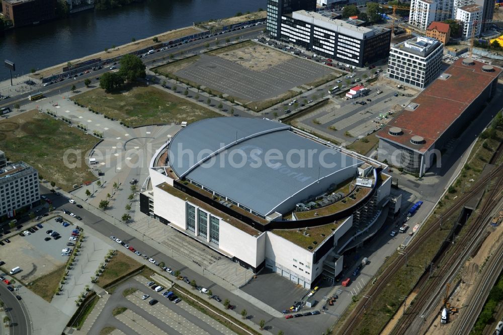 Aerial photograph Berlin - Mercedes-Benz Arena - formerly O2 Arena in Berlin - Friedrichshain