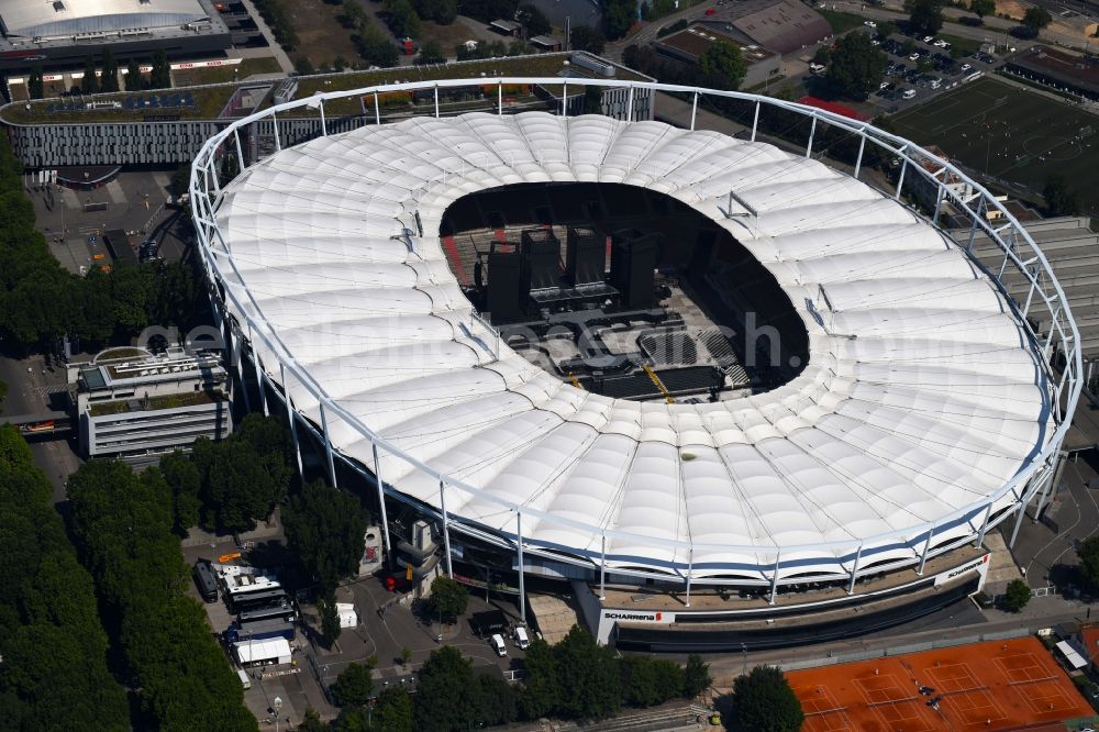 Aerial photograph Stuttgart - Sports facility grounds of the Arena stadium Mercedes-Benz Arena in Stuttgart in the state Baden-Wurttemberg, Germany