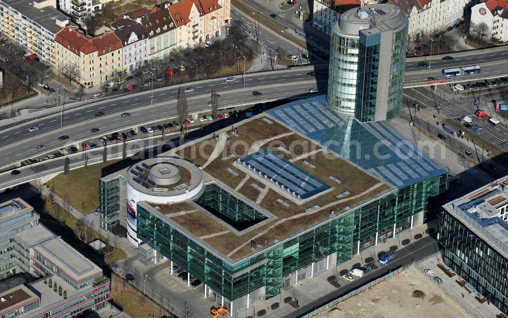 Aerial image München - Mercedes-Benz dealership in Munich at the Arnulf Strasse in Munich in Bavaria