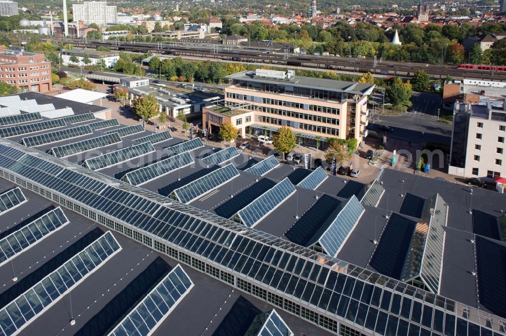 Aerial image Göttingen - The LOKHALLE in Goettingen is a trade fair and event building and is managed by the GWG Society for Economic Development and Urban Development mbH Goettingen. In addition, the site of a cinema CinemaxX Cinema GmbH & Co. KG 