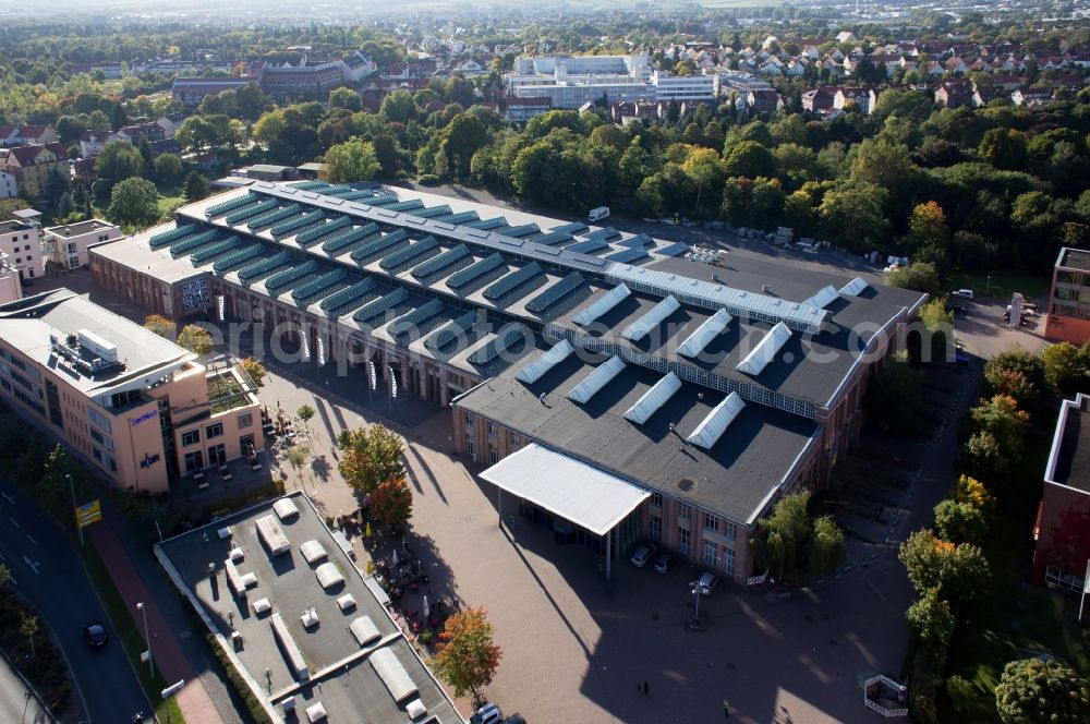 Aerial photograph Göttingen - The LOKHALLE in Goettingen is a trade fair and event building and is managed by the GWG Society for Economic Development and Urban Development mbH Goettingen. In addition, the site of a cinema CinemaxX Cinema GmbH & Co. KG 