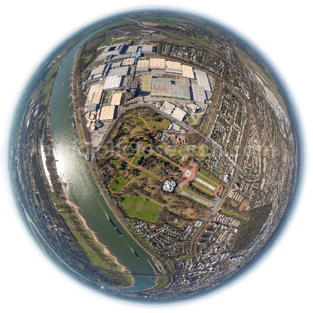 Aerial image Düsseldorf - View of the fairgrounds and ESPRIT arena (until June 2009 LTU Arena) in Dusseldorf. The multi-purpose arena was built at the site of the old Rhine Stadium and opened in 2005. The stadium has a capacity of 54 600 seats