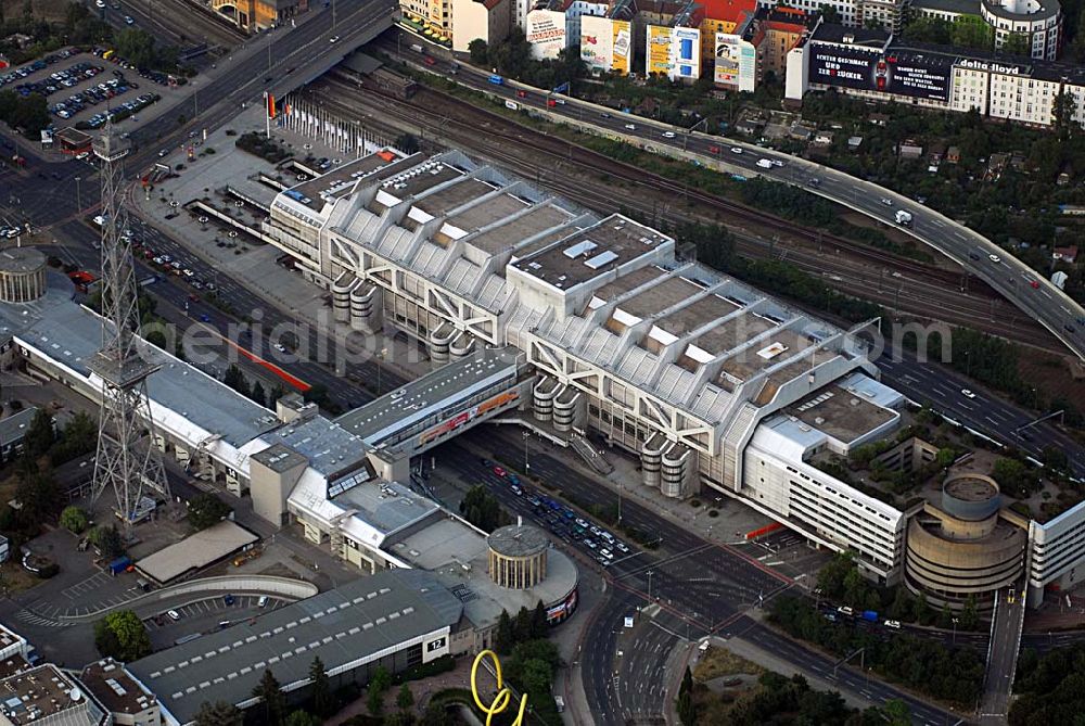 Aerial image Berlin - Blick auf das ICC mit dem Messegelände und dem Berliner Funkturm in Charlottenburg.