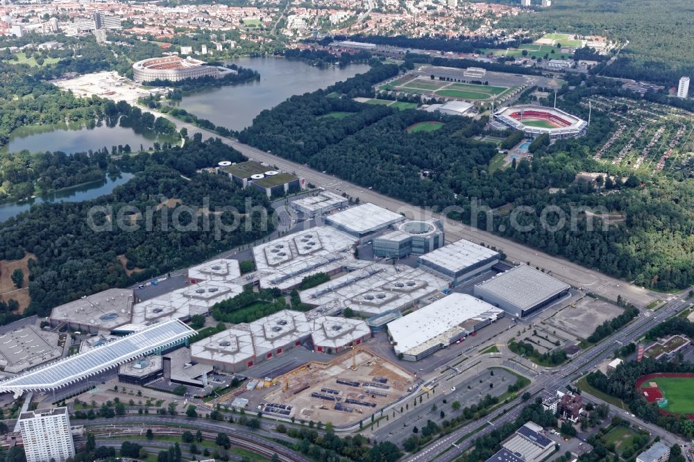 Nürnberg from the bird's eye view: Exhibition grounds and exhibition halls in Nuremberg in the state Bavaria