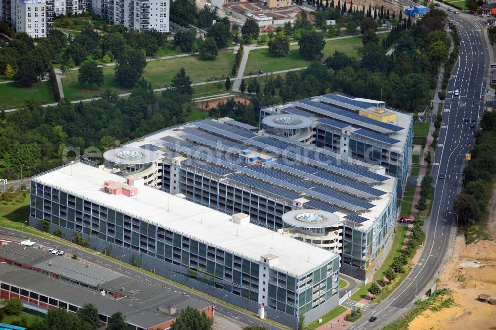 Aerial photograph Frankfurt am Main - Fair parking garage at the street Am Roemerhof in the district Bockenheim in Frankfurt at the Main in Hesse