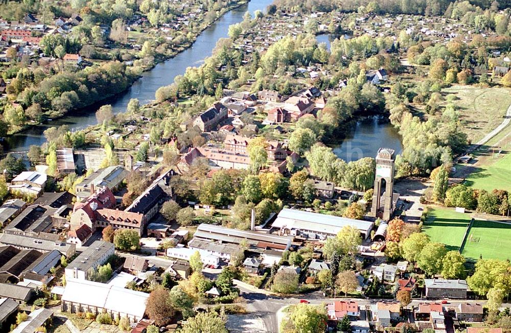 Aerial photograph Eberswalde / Brandenburg - Messingwerksiedlung (UNESCO-Denkmalsliste) in Eberswalde - Finow (Brandenburg). Bauordnungsamt Untere Denkmalschutzbehörde Heegermühler Str. 75 16225 Eberswalde Tel: 03334/214385 Fax: 03334/214379 E-mail: martina.Kohl@barnim.de