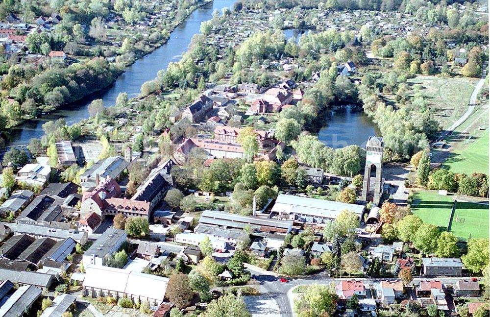 Eberswalde / Brandenburg from above - Messingwerksiedlung (UNESCO-Denkmalsliste) in Eberswalde - Finow (Brandenburg). Bauordnungsamt Untere Denkmalschutzbehörde Heegermühler Str. 75 16225 Eberswalde Tel: 03334/214385 Fax: 03334/214379 E-mail: martina.Kohl@barnim.de