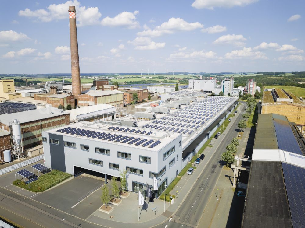 Aerial photograph Erlau - Meyer Burger factory on Carl-Schiffner-Strasse in Freiberg in the state of Saxony, Germany