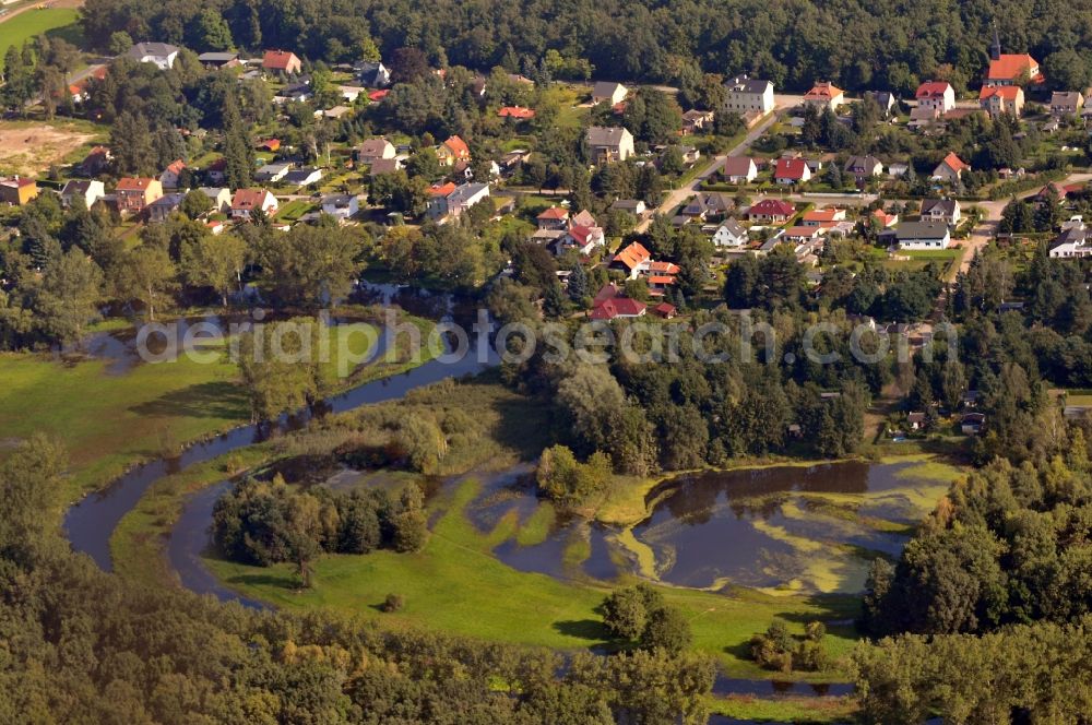 Spreenhagen from above - View of the Mueggelspree near Spreenhagen in the state Brandenburg