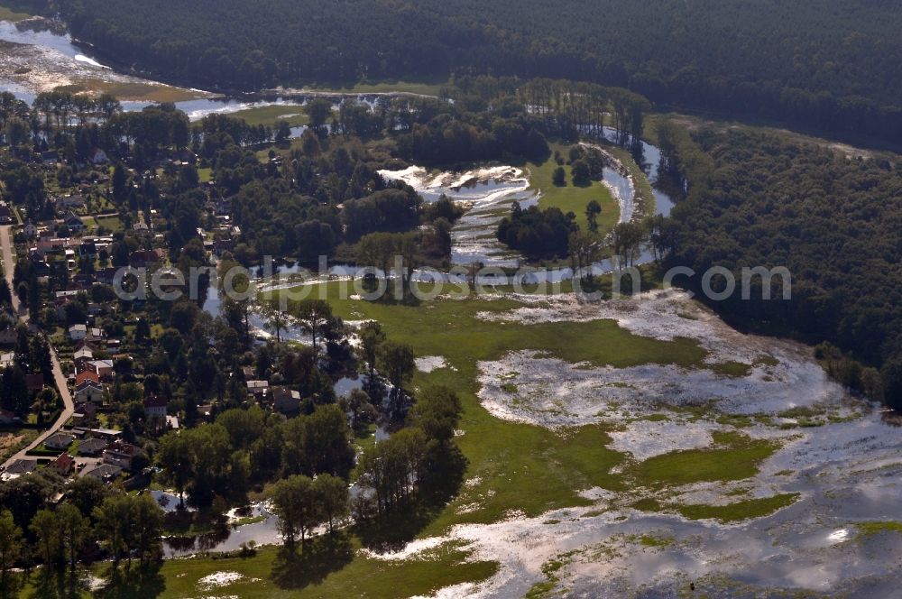 Spreenhagen from above - View of the Mueggelspree near Spreenhagen in the state Brandenburg