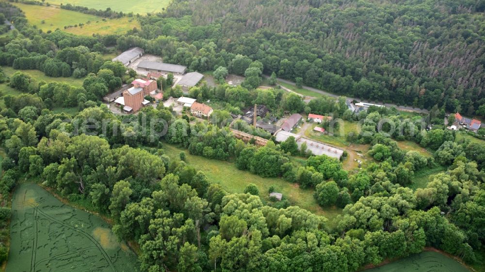 Quedlinburg from above - Carl Kratzenstein Mill, also called Neue Muehle, is a former water mill in Quedlinburg in the state Saxony-Anhalt, Germany