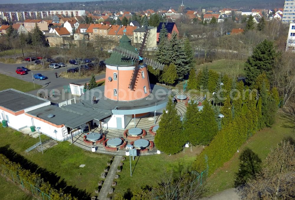 Aerial photograph Halle ( Saale ) - Mills replica Eselmühle of the New Town in Halle (Saale) in Saxony-Anhalt