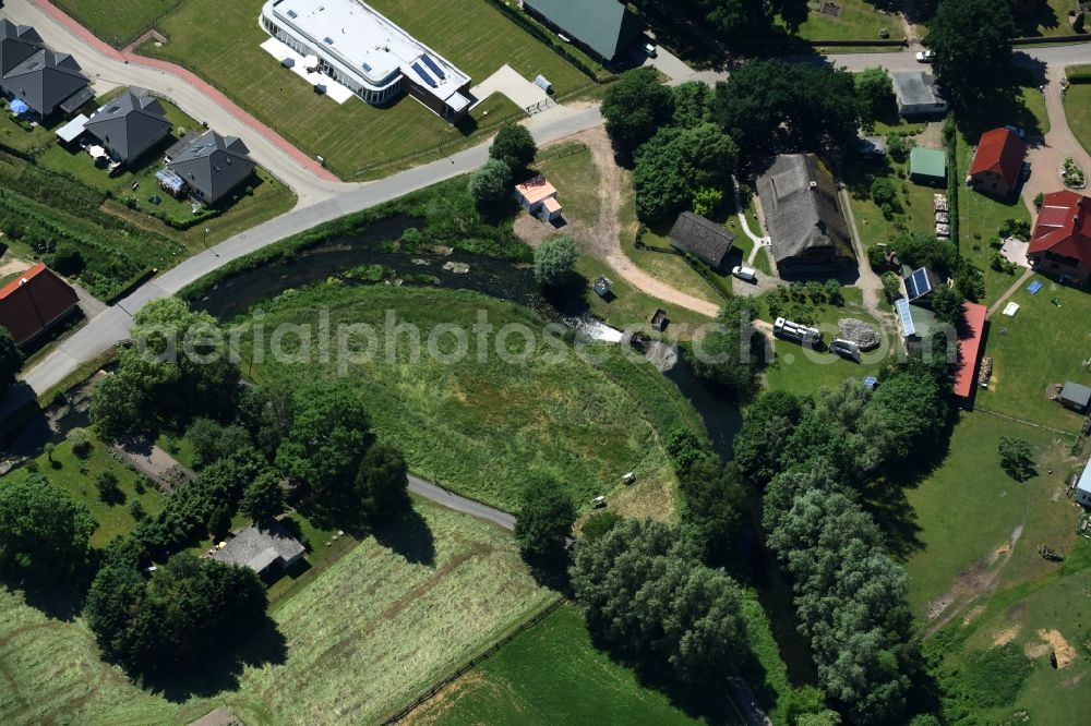 Aerial photograph Banzkow - Muehlengraben with weir in Banzkow in the state Mecklenburg - Western Pomerania