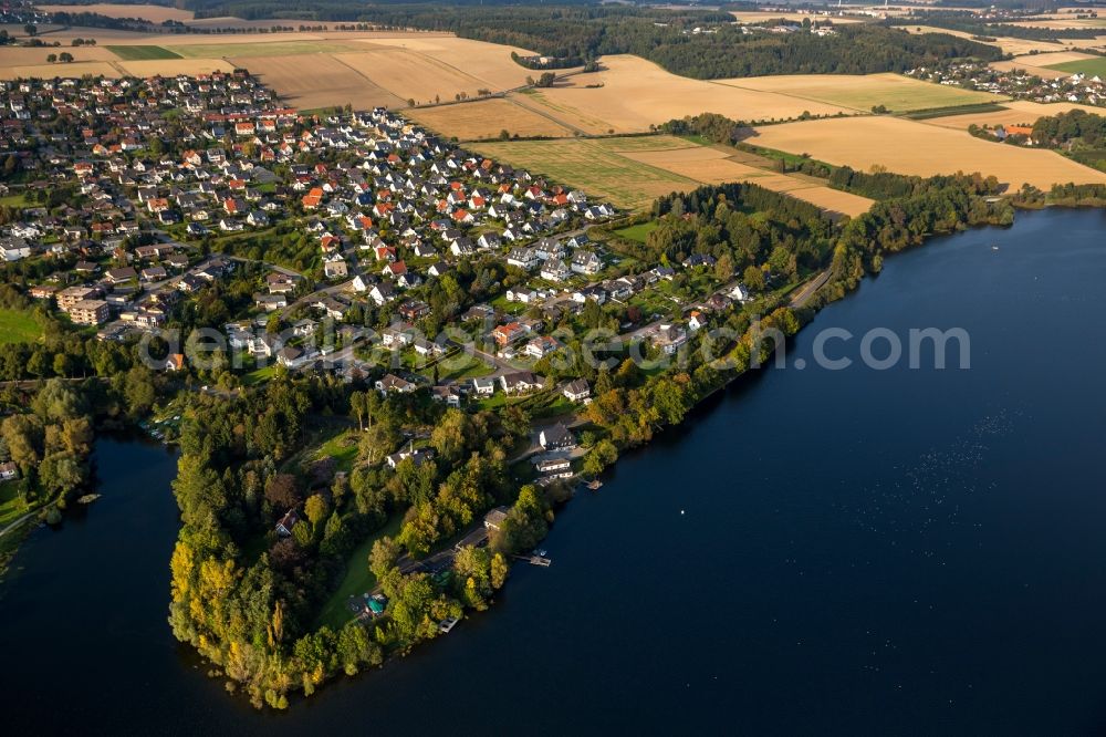 Aerial image Möhnesee - Moehne shore with sea world at Moehnesee in North Rhine-Westphalia