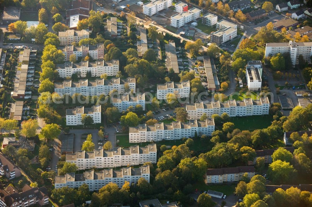 Aerial image Marl - View of apartment buildings in Marl in the state North Rhine-Westphalia