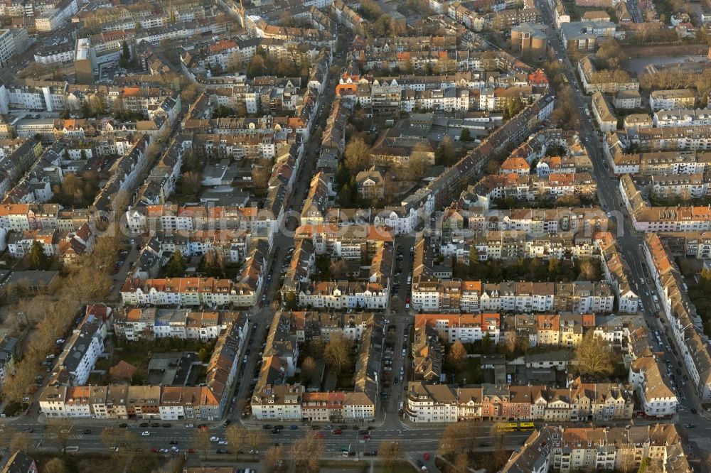 Aerial image Essen - Rental housing settlement / residential flats with a perimeter block development in Essen-Ruettenscheid in the state of North Rhine-Westphalia