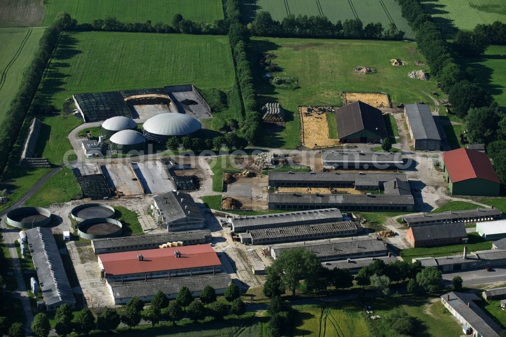 Aerial image Grebs-Niendorf - Dairy plant and animal breeding stables with cows in Grebs-Niendorf in the state Mecklenburg - Western Pomerania