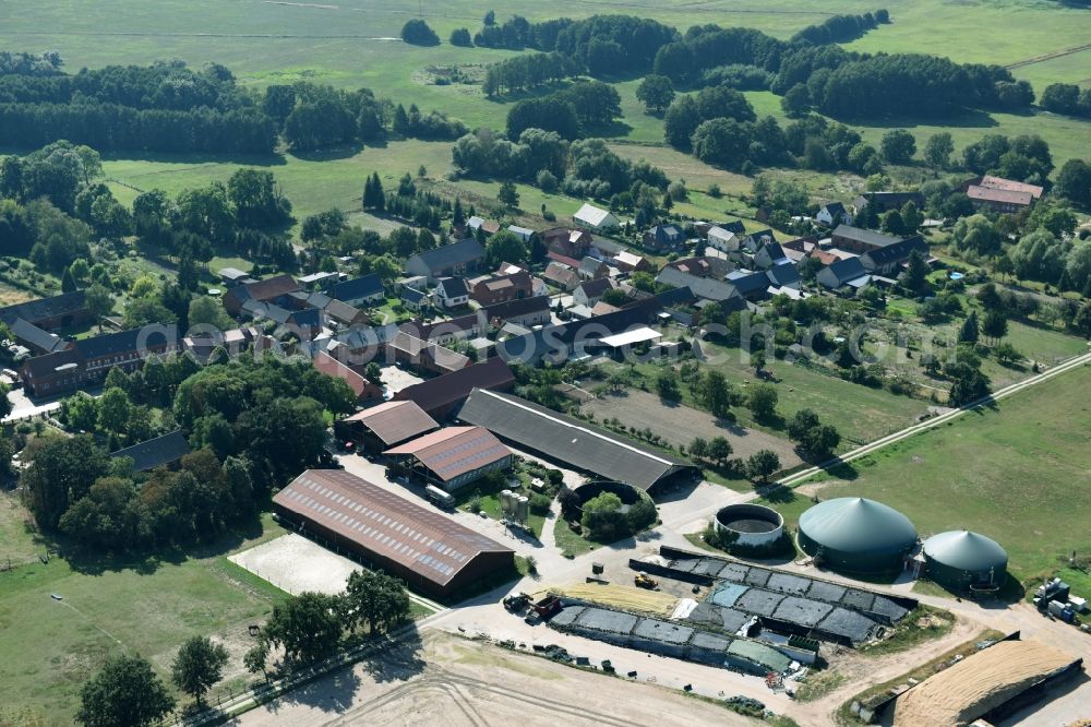 Aerial image Käthen - Dairy plant and animal breeding stables with cows in Kaethen in the state Saxony-Anhalt