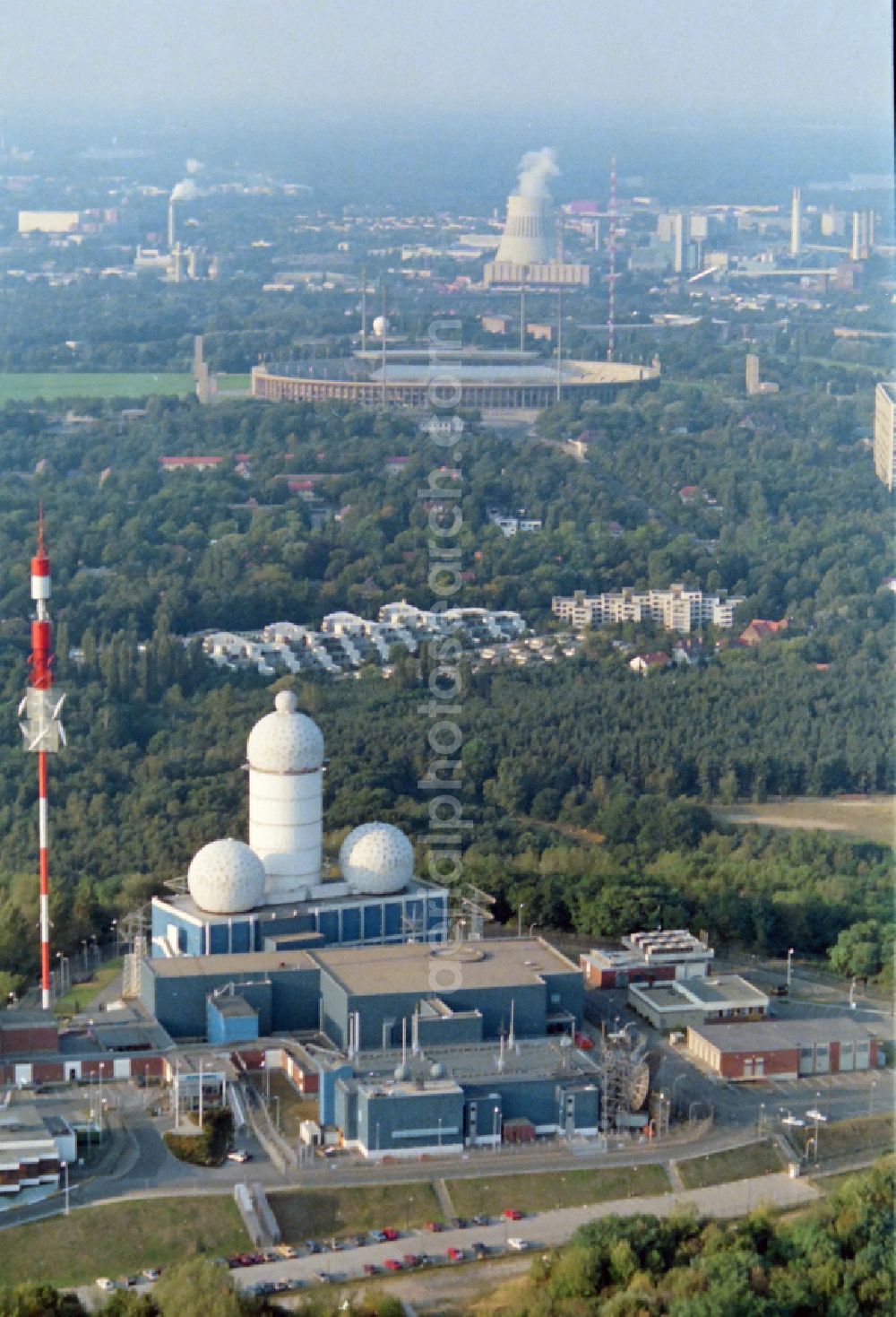 Berlin from above - Ruins of the former American military interception and radar system on the Teufelsberg in Berlin - Charlottenburg