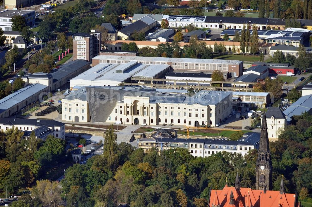 Aerial image Dresden - View of the Dresden Military History Museum ( Army Museum ) during the implementation and expansion