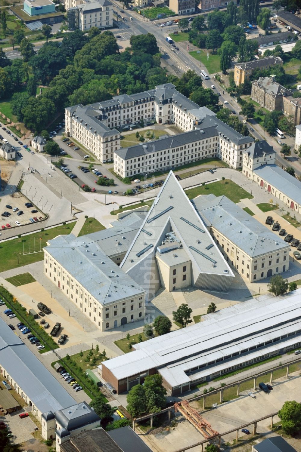 Aerial photograph Dresden - View of the Dresden Military History Museum ( Army Museum ) during the implementation and expansion