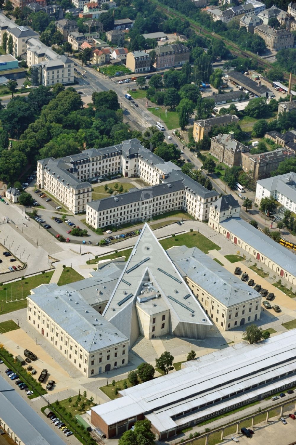 Dresden from above - View of the Dresden Military History Museum ( Army Museum ) during the implementation and expansion