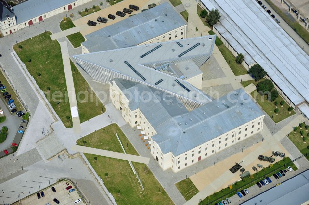 Dresden from above - View of the Dresden Military History Museum ( Army Museum ) during the implementation and expansion