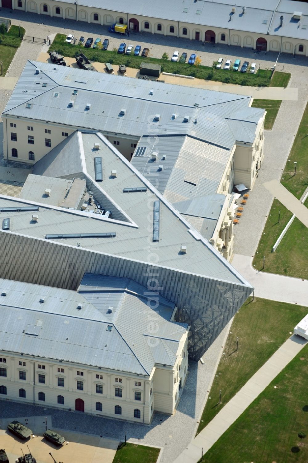 Aerial image Dresden - View of the Dresden Military History Museum ( Army Museum ) during the implementation and expansion