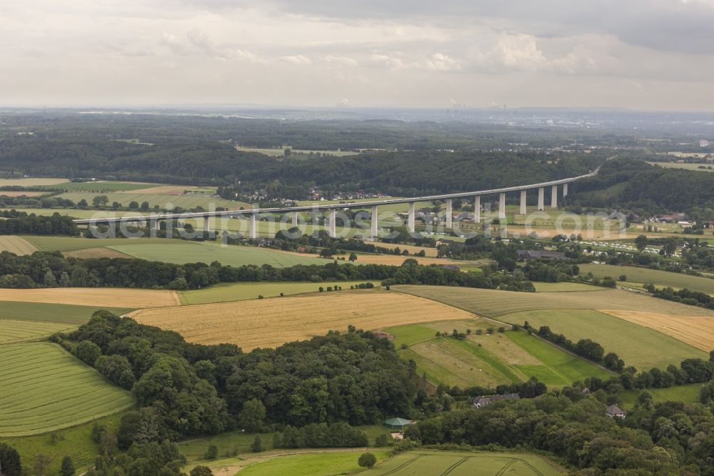 Mülheim an der Ruhr from above - Mintarder Ruhr valley bridge of the motorway A52 motorway in Mülheim on the Ruhr in North Rhine-Westphalia NRW