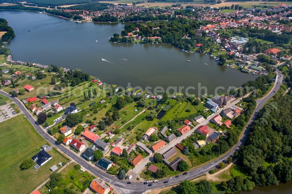 Mirow from above - Riparian areas on the lake area of Mirower See in Mirow in the state of Mecklenburg - Western Pomerania