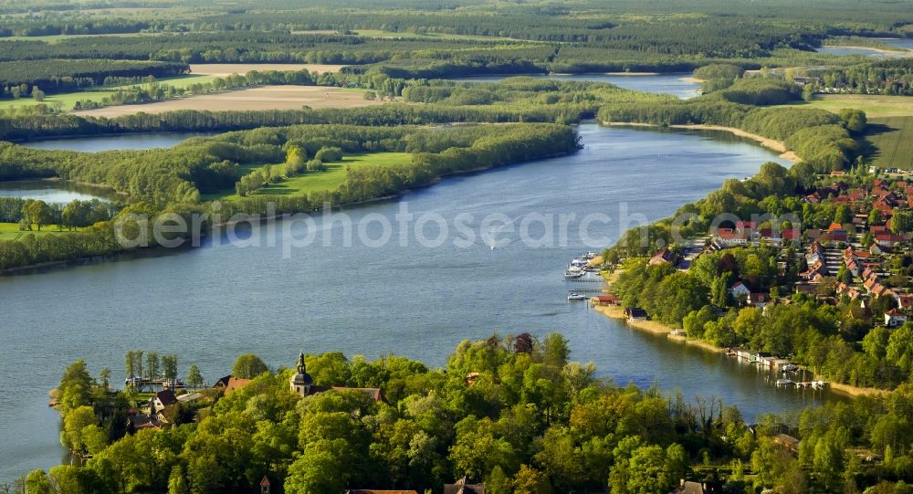 Aerial photograph Mirow - View of the lake Mirower See in Mirow in the state Mecklenburg-West Pomerania