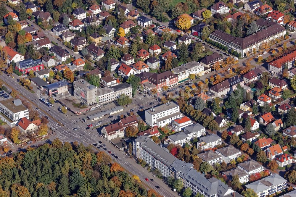 Aerial photograph München - Mixing of residential and commercial settlements arounf Waldfriedhofstrasse and Fuerstenrieder Strasse in Munich in the state Bavaria, Germany