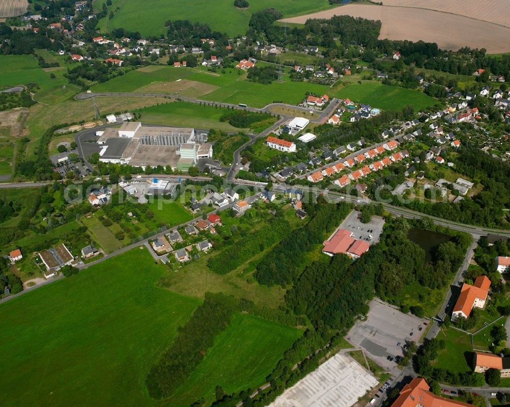 Freiberg from above - Mixing of residential and commercial settlements in Bereich Schulweg in the district Loessnitz in Freiberg in the state Saxony, Germany