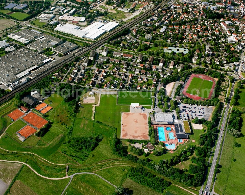 Aerial photograph Bühl - Mixing of residential and commercial settlements in Buehl in the state Baden-Wuerttemberg, Germany