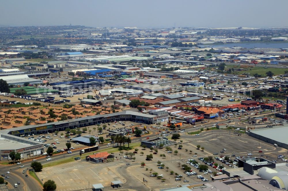 Aerial photograph Boksburg - Mixing of residential and commercial settlements in the Johannesburg area in the district Hughes in Boksburg in Gauteng, South Africa