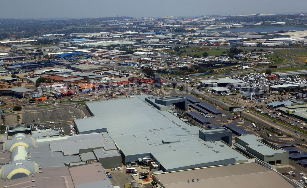 Boksburg from above - Mixing of residential and commercial settlements in the Johannesburg area in the district Hughes in Boksburg in Gauteng, South Africa