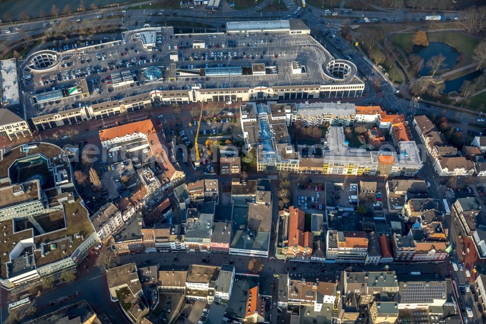 Aerial photograph Hamm - Mixing of residential and commercial settlements on Westenwall - Ritterstrasse - Roedlinghauserstrasse in Hamm in the state North Rhine-Westphalia, Germany