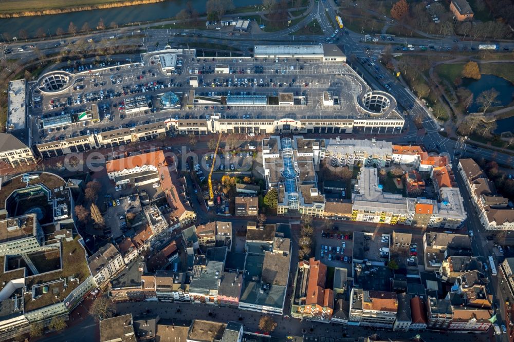 Hamm from above - Mixing of residential and commercial settlements on Westenwall - Ritterstrasse - Roedlinghauserstrasse in Hamm in the state North Rhine-Westphalia, Germany