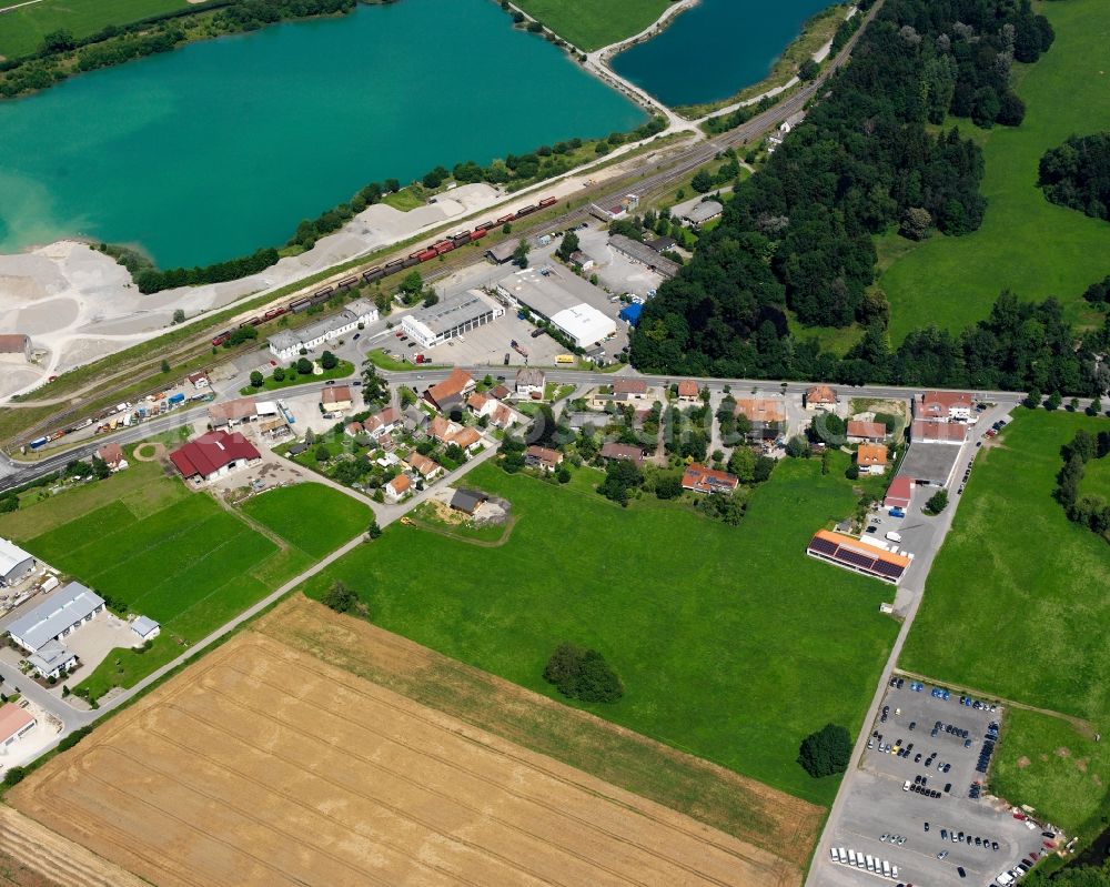 Aerial image Krauchenwies - Mixing of residential and commercial settlements in Krauchenwies in the state Baden-Wuerttemberg, Germany